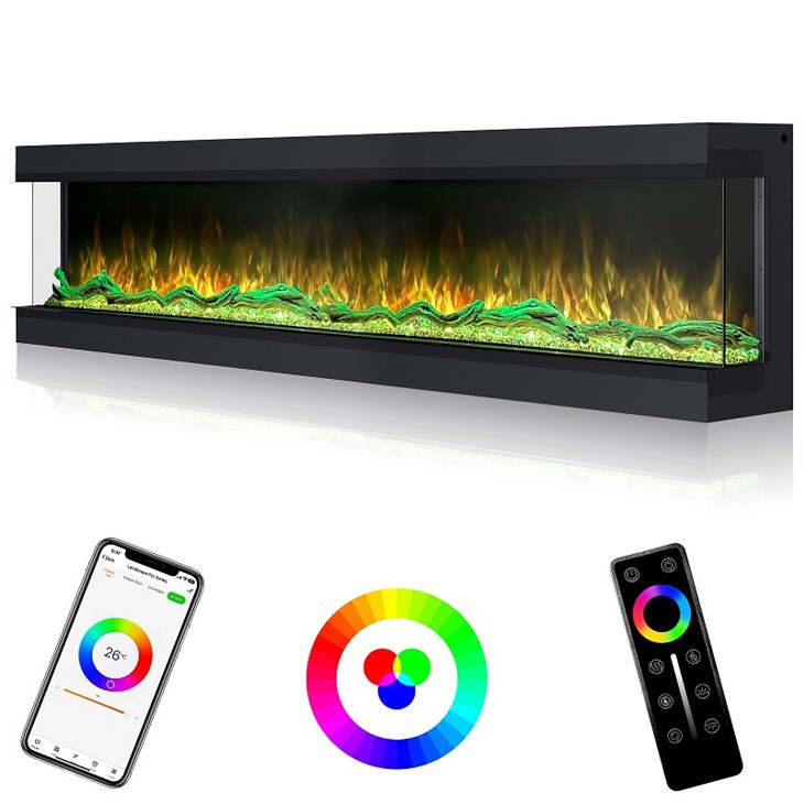 Smart Wi-Fi 3 Sided Electric Fireplace